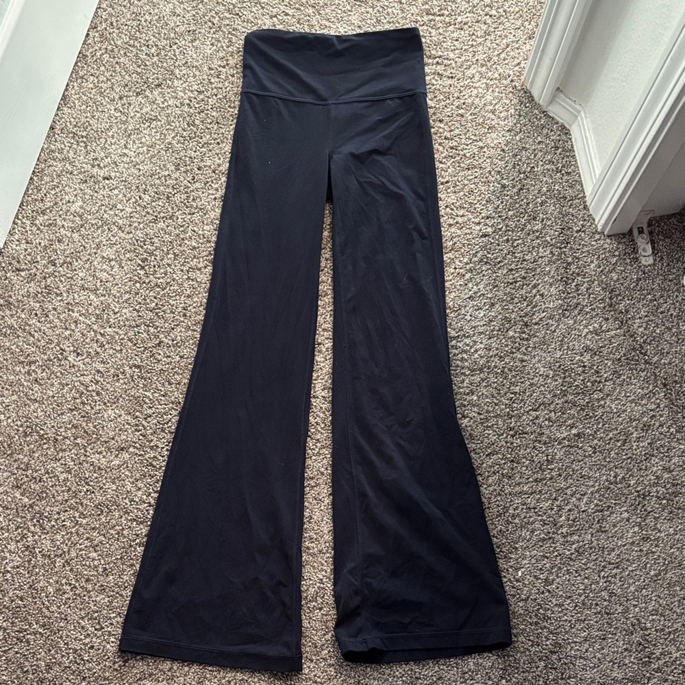High rise kids activewear navy blue flared leggings